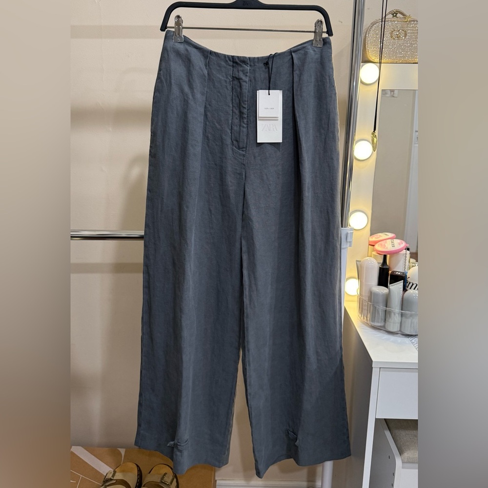 ZARA 100% Linen Wide Leg Pants – NWT